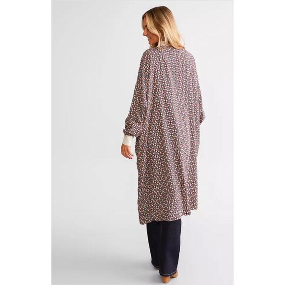 Ariat Mesquite Kimono Duster Womens Size L/XL Rust Blue Ivory Boho Festival - Picture 2 of 9